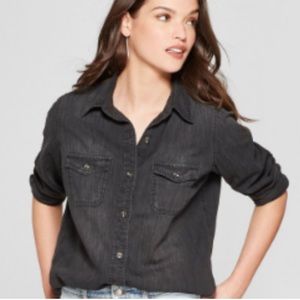Vintage Look Button Down Denim Shirt